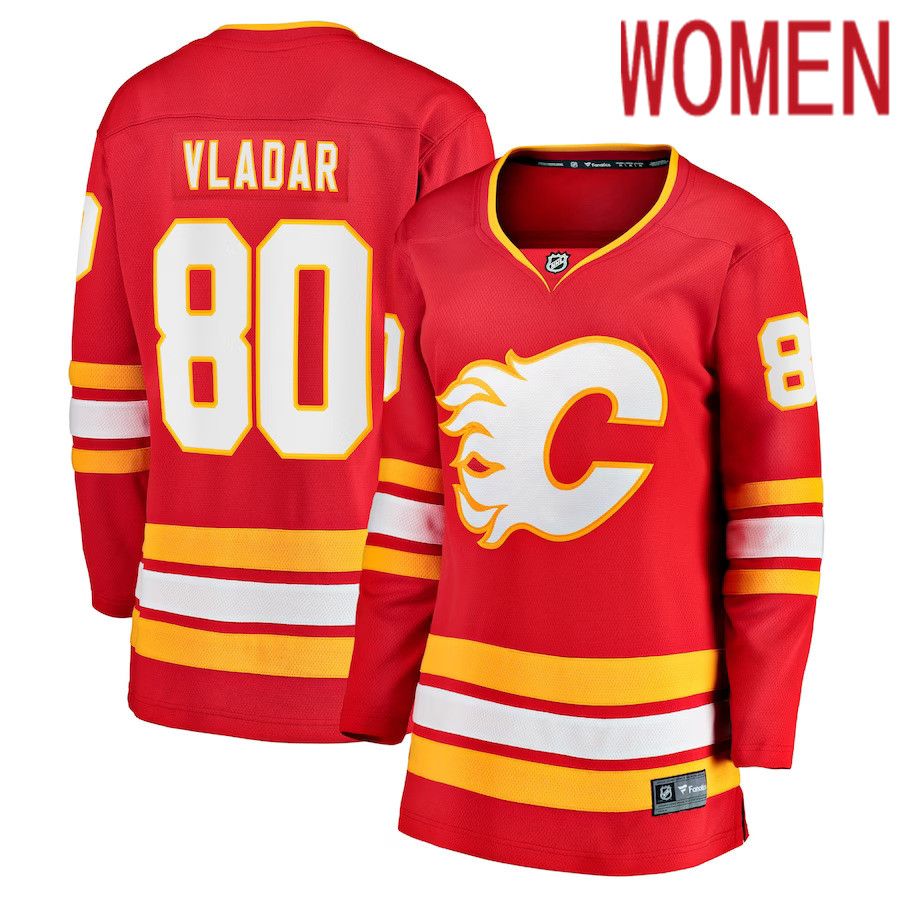 Women Calgary Flames 80 Daniel Vladar Fanatics Branded Red Home Breakaway Player NHL Jersey
